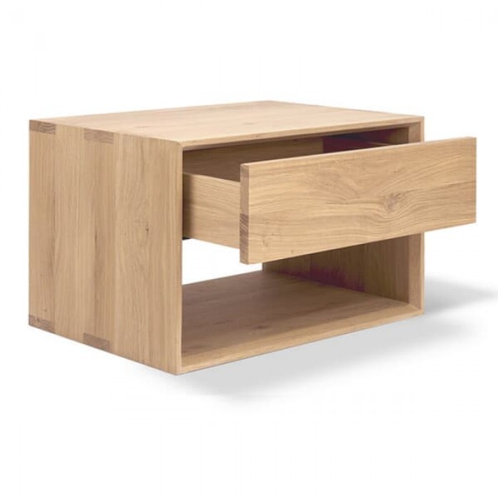 Ethnicraft Oak-Nordic II Bedside Table - 1 Drawer-Oak Nordic Bedside Table